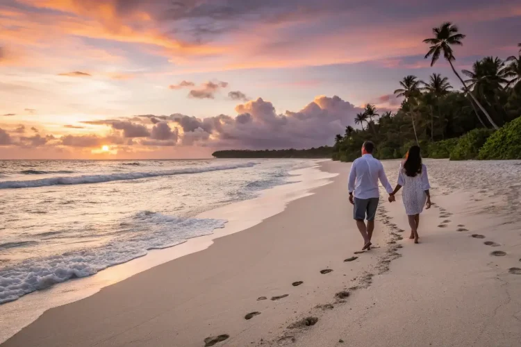 Couple Walking in Mentawai Island Tour