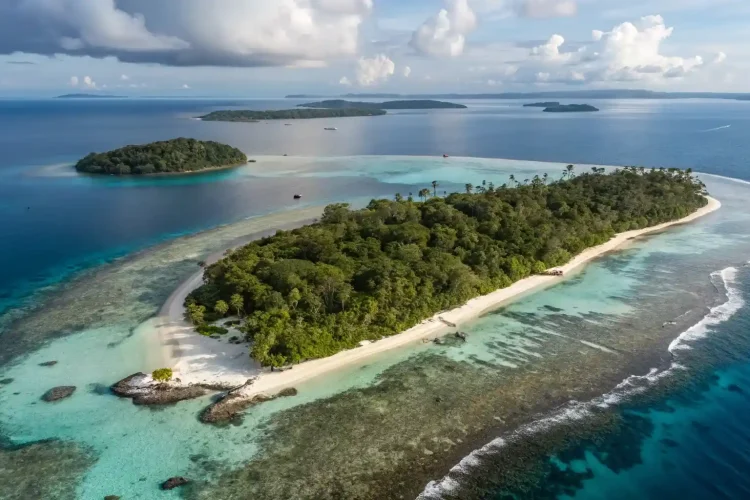 The tropical island of Mentawai with white sand beaches